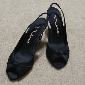 Nina Special Occasion Black Heels size 7M
